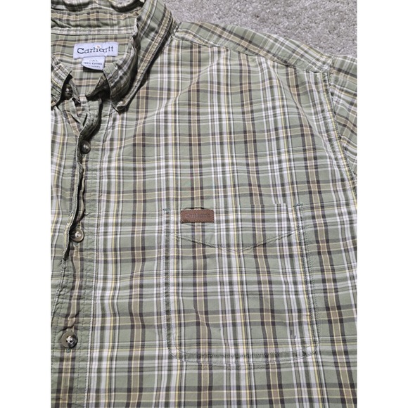 Carhartt Men 2XL Short Sleeve Button Down‎ Light Green Shirt - Picture 4 of 16